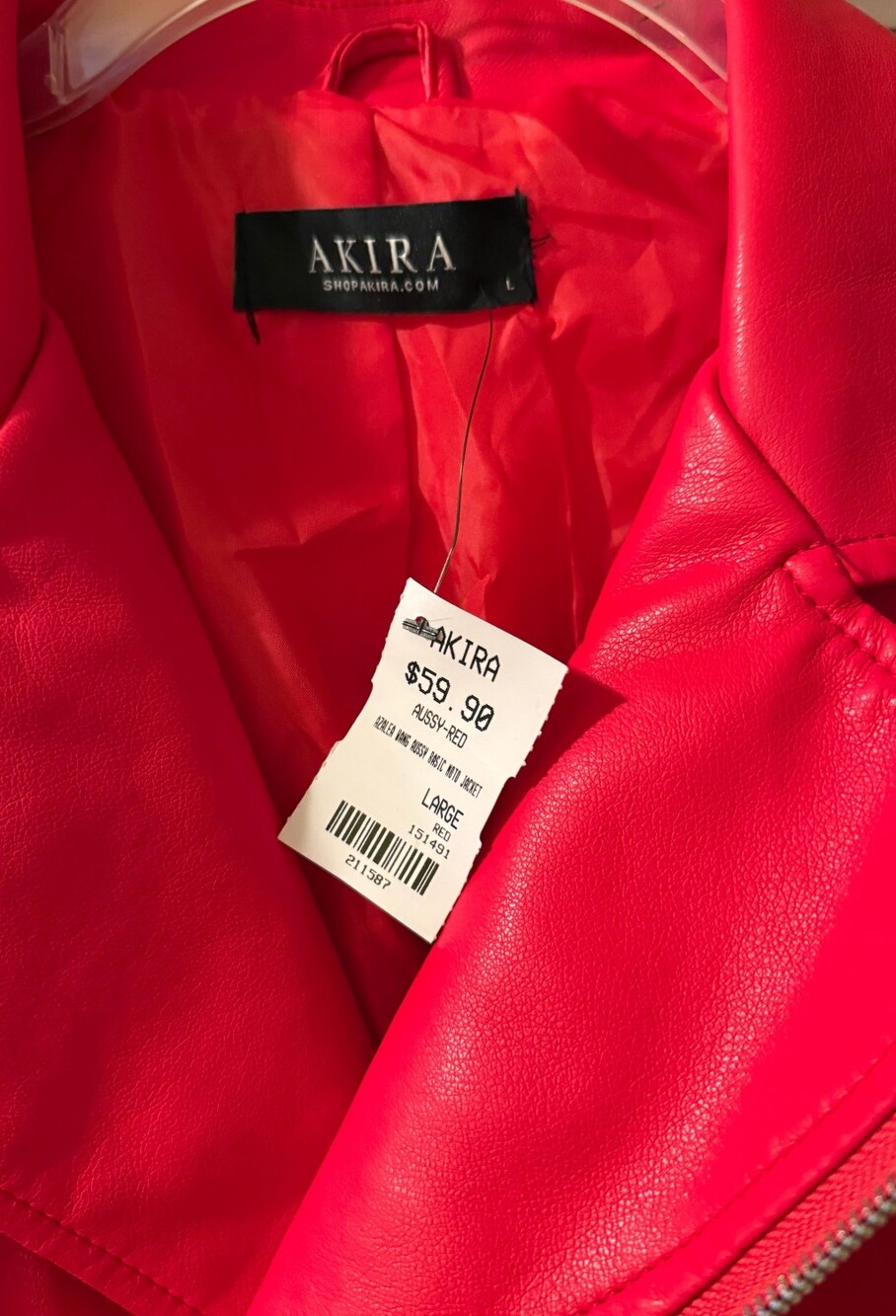 AKIRA Bold Red Faux Leather Jacket